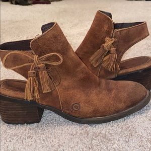 Brown leather booties
